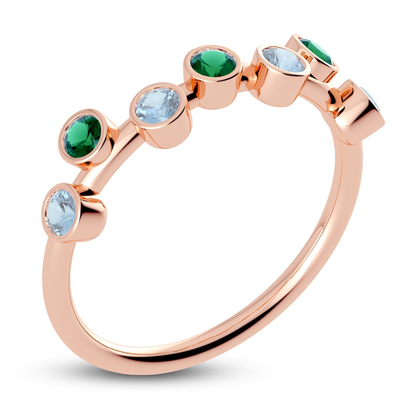 Main Image 2 of Juliette Maison Natural Aquamarine & Natural Emerald Ring 10K Rose Gold