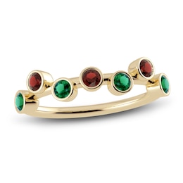 Juliette Maison Natural Garnet & Natural Emerald Ring 10K Yellow Gold
