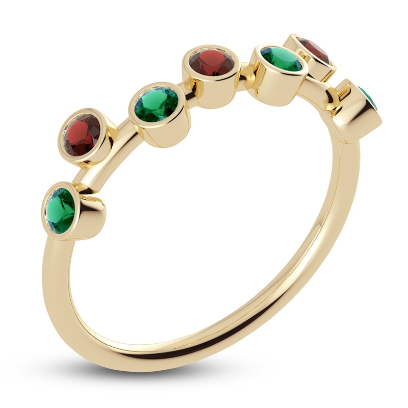 Main Image 2 of Juliette Maison Natural Garnet & Natural Emerald Ring 10K Yellow Gold