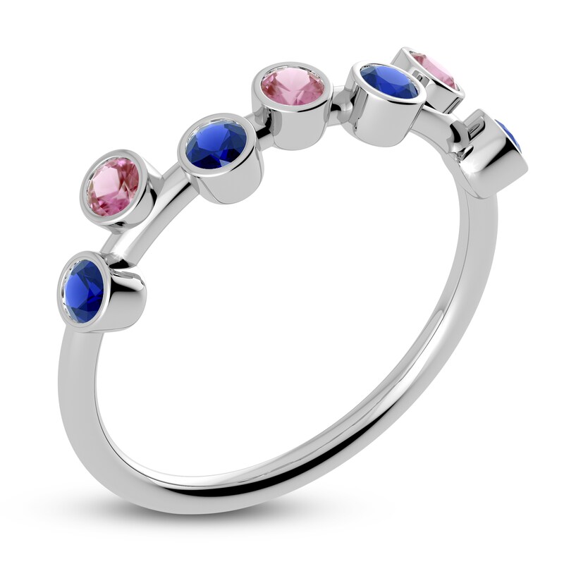 Main Image 2 of Juliette Maison Natural Pink Tourmaline & Natural Blue Sapphire Ring 10K White Gold