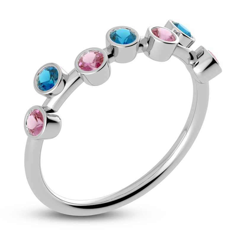 Main Image 2 of Juliette Maison Natural Pink Tourmaline & Natural Blue Zircon Ring 10K White Gold
