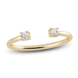 Juliette Maison Natural White Sapphire Cuff Ring 10K Yellow Gold
