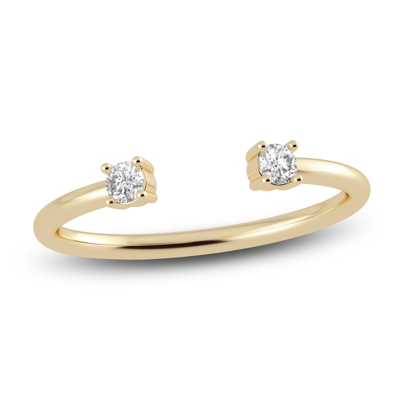 Main Image 1 of Juliette Maison Natural White Sapphire Cuff Ring 10K Yellow Gold