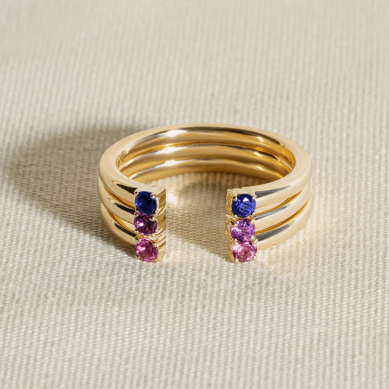 Main Image 4 of Juliette Maison Natural White Sapphire Cuff Ring 10K Yellow Gold