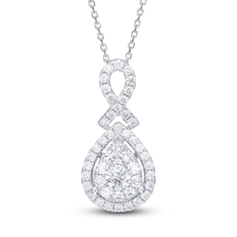 Diamond Necklace 1 ct tw Round 14K White Gold 18"