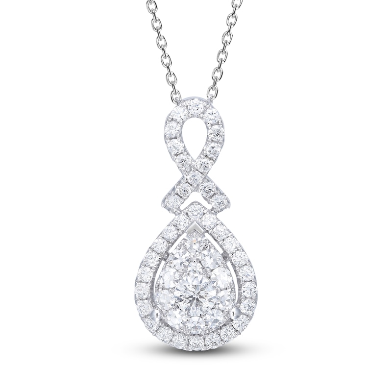 Diamond Necklace 1 ct tw Round 14K White Gold 18"