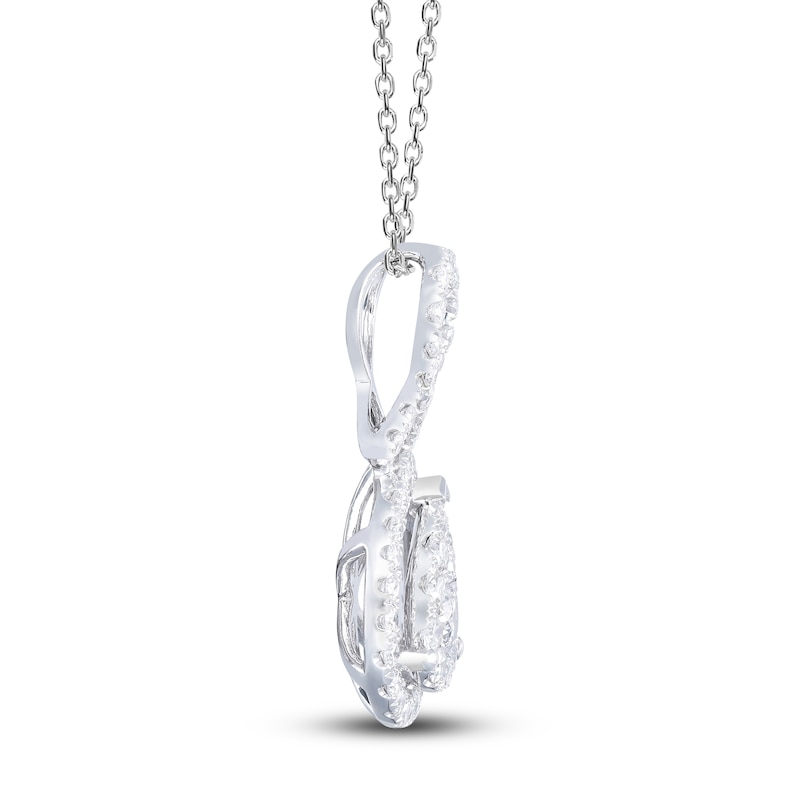 Main Image 3 of Diamond Necklace 1 ct tw Round 14K White Gold 18"