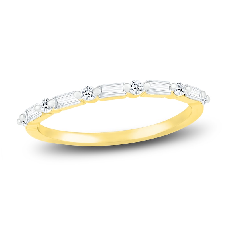 Main Image 1 of Diamond Stackable Ring 1/5 ct tw Round/Baguette 10K Yellow Gold