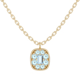 Juliette Maison Natural Aquamarine Pendant Necklace 10K Yellow Gold