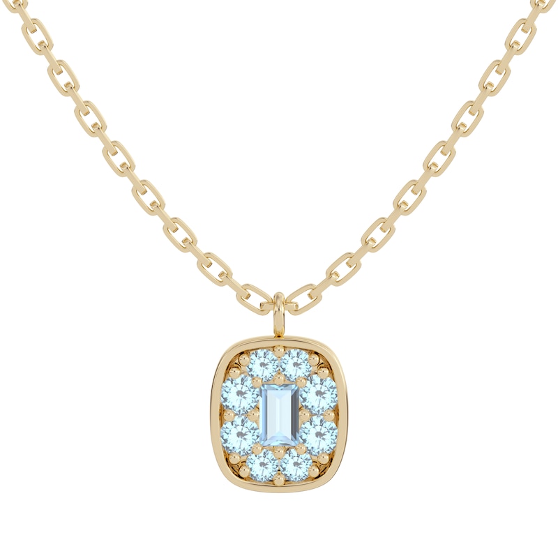 Main Image 1 of Juliette Maison Natural Aquamarine Pendant Necklace 10K Yellow Gold