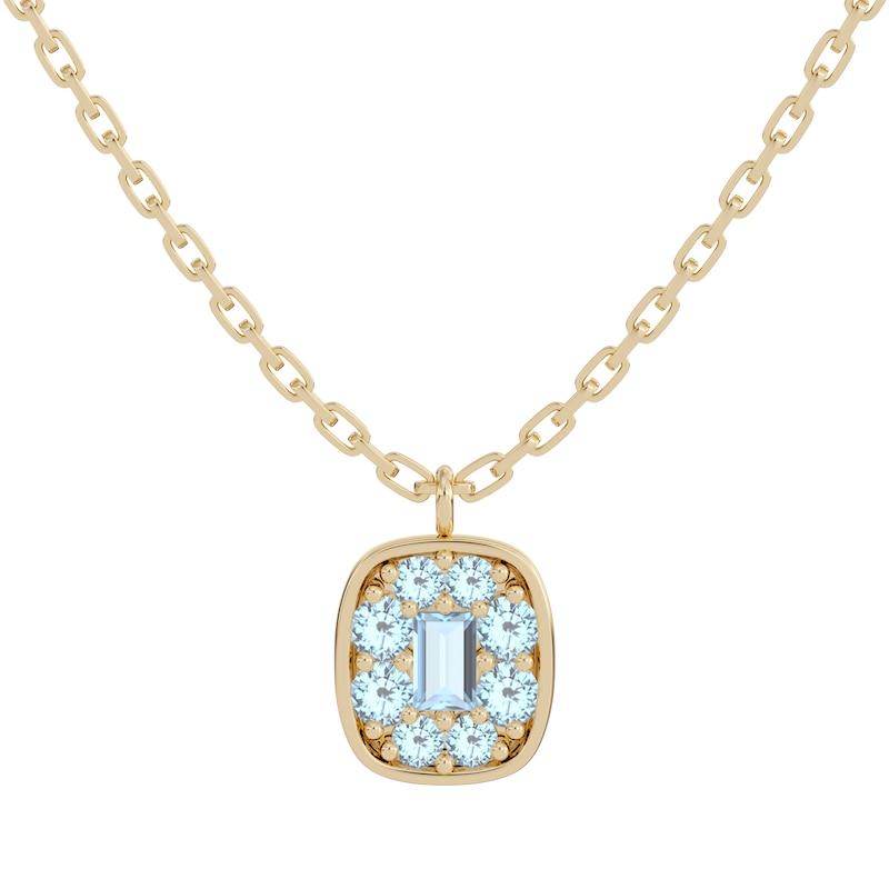 Juliette Maison Natural Aquamarine Pendant Necklace 10K Yellow Gold