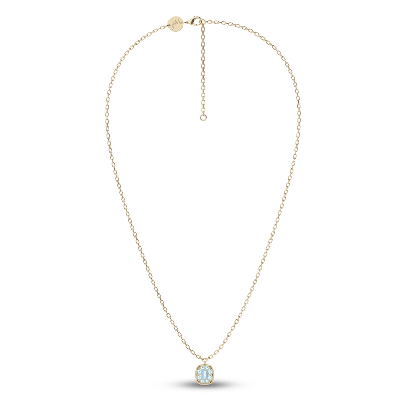 Juliette Maison Natural Aquamarine Pendant Necklace 10K Yellow Gold