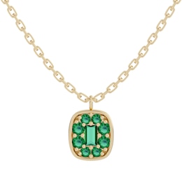 Juliette Maison Natural Emerald Pendant Necklace 10K Yellow Gold