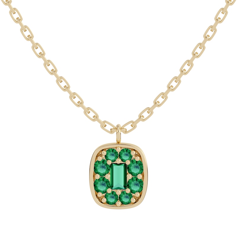 Main Image 1 of Juliette Maison Natural Emerald Pendant Necklace 10K Yellow Gold