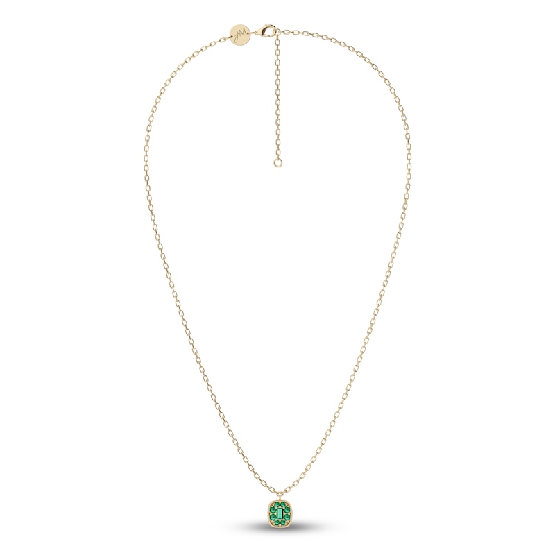 Juliette Maison Natural Emerald Pendant Necklace 10K Yellow Gold