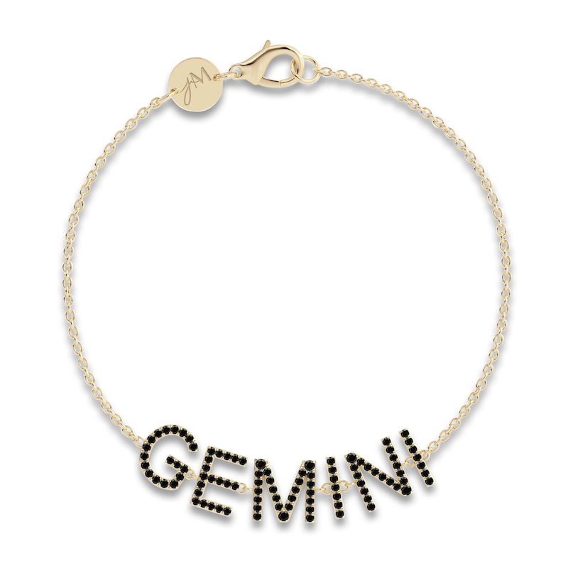 Main Image 1 of Juliette Maison Black Diamond Station Name Bracelet 1-5/8 ct tw Round 10K Yellow Gold