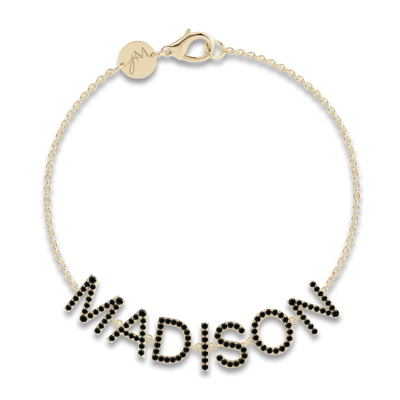 Main Image 1 of Juliette Maison Black Diamond Station Name Bracelet 2 ct tw Round 10K Yellow Gold