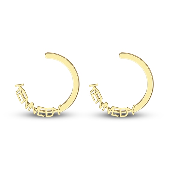 Personalized Name High-Polish Hoop Earrings 14K Yellow Gold 43mm