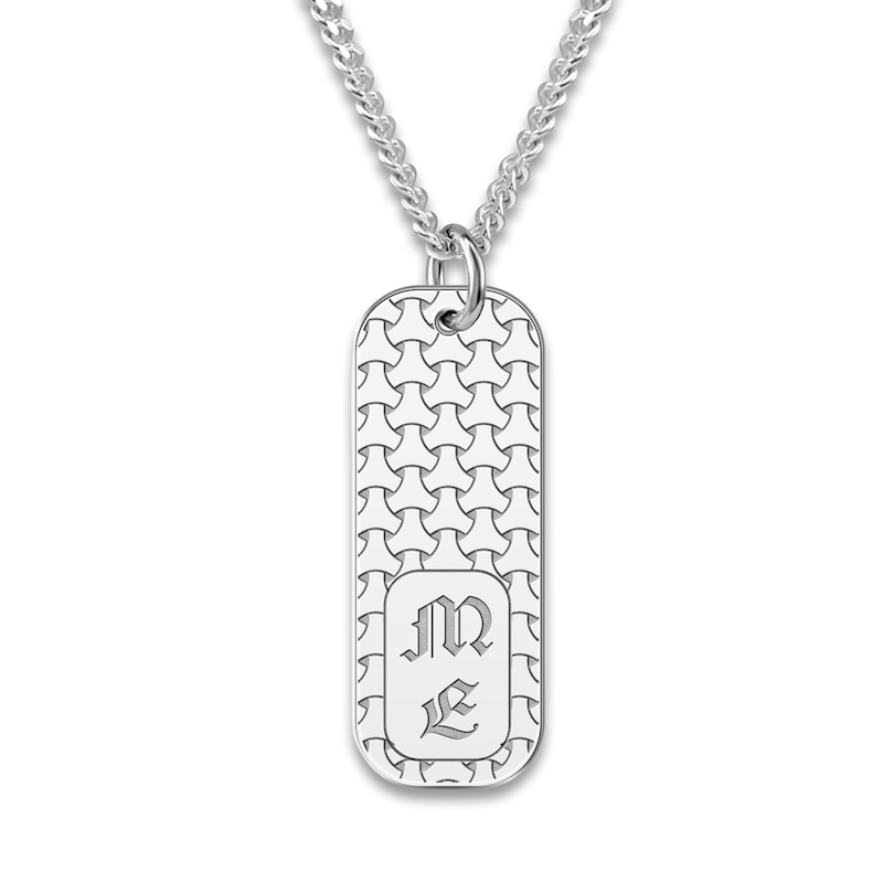 Main Image 1 of Men's Engravable Dog Tag Pendant Necklace Sterling Silver 22"