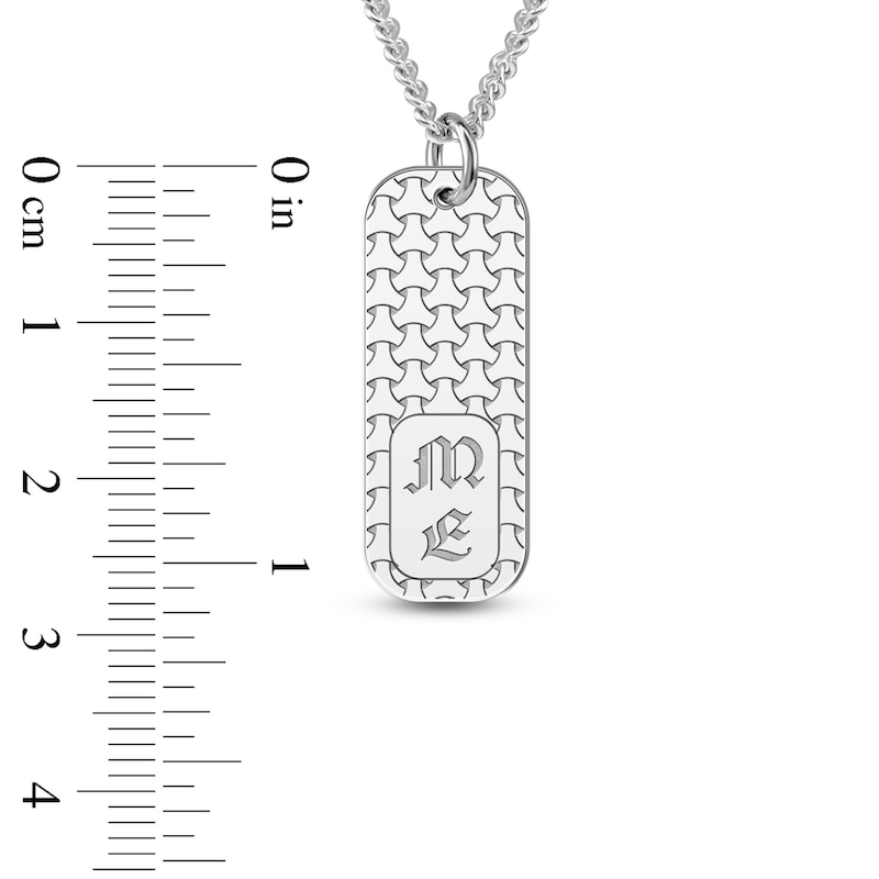 Men's Engravable Dog Tag Pendant Necklace Sterling Silver 22