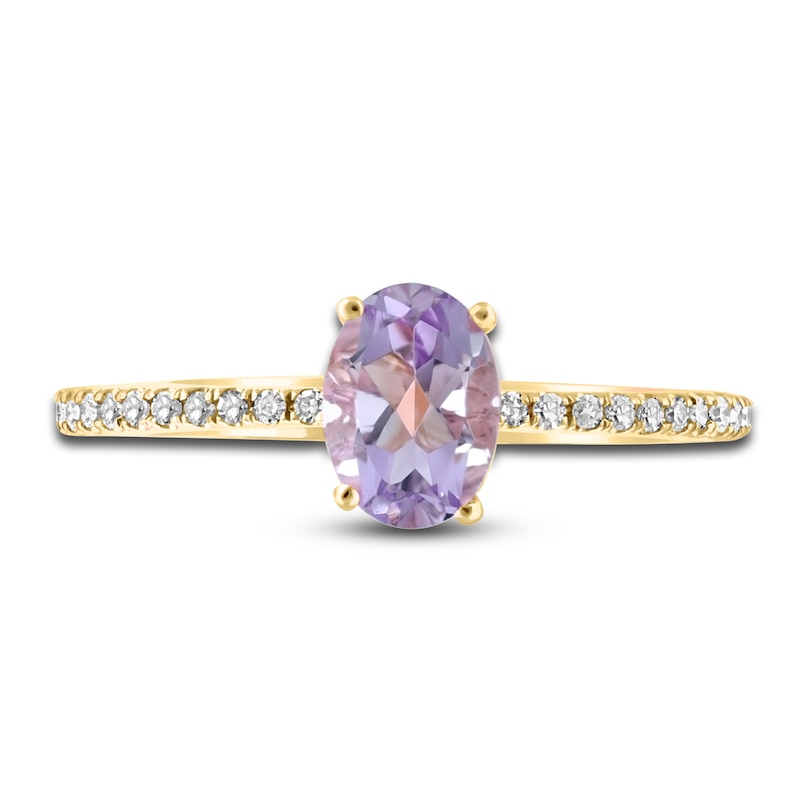 LALI Jewels Natural Amethyst Engagement Ring 1/10 ct Diamonds 14K ...