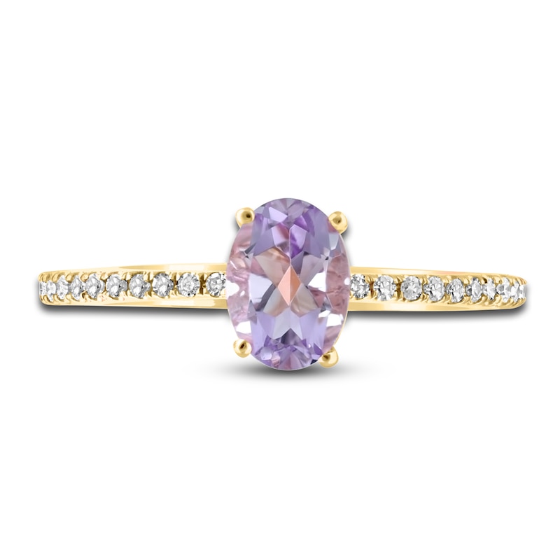 Main Image 3 of LALI Jewels Natural Amethyst Engagement Ring 1/10 ct Diamonds 14K Yellow Gold