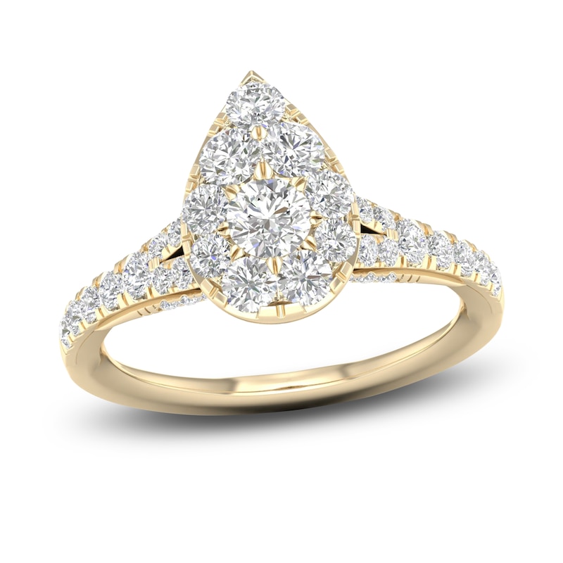 Main Image 1 of Diamond Pear Engagement Ring 1 ct tw Round 14K Yellow Gold