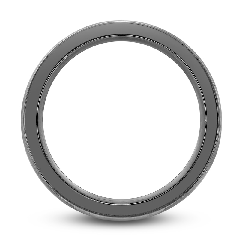 Main Image 4 of Men's Wood Inlay Wedding Band Black Zirconium 8.0mm