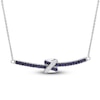 Thumbnail Image 1 of Y-Knot Natural Blue Sapphire Necklace 1/20 ct tw Diamonds 14K White Gold 17"