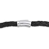 Thumbnail Image 2 of Y-Knot Men's Diamond & Woven Black Leather Bracelet 1/20 ct tw Round 14K White Gold 9"