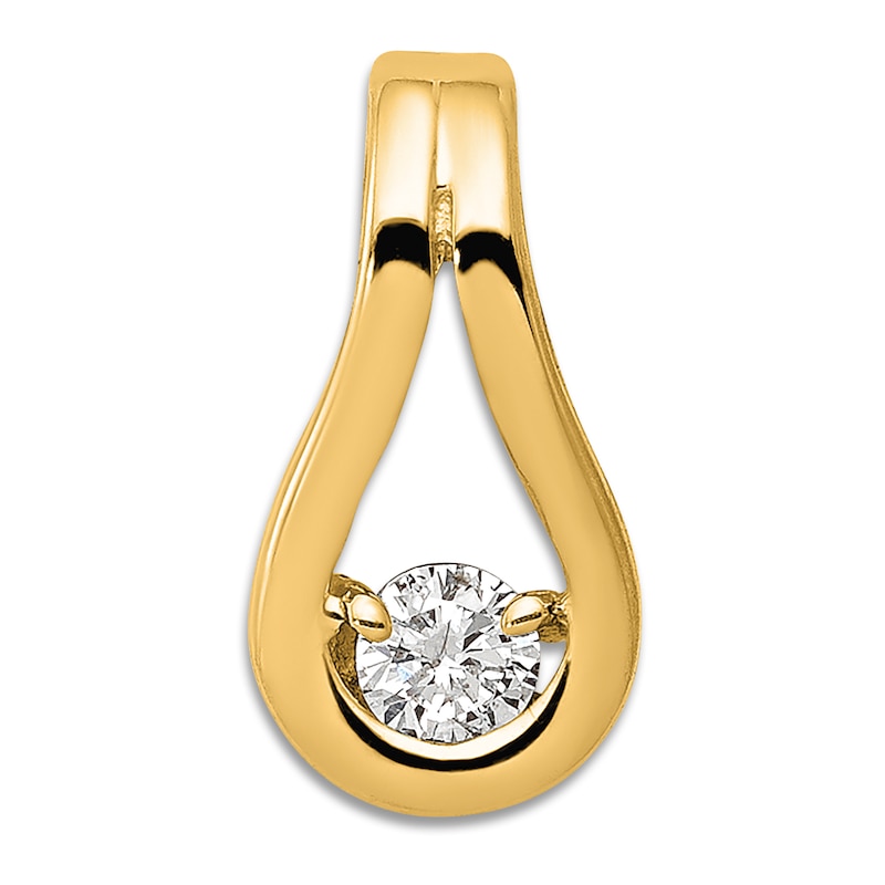 Main Image 1 of Diamond Slide Charm 1/10 ct tw Round 14K Yellow Gold
