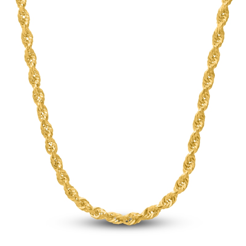 Main Image 1 of Solid Glitter Rope Necklace 10K Yellow Gold 22" 3.8mm