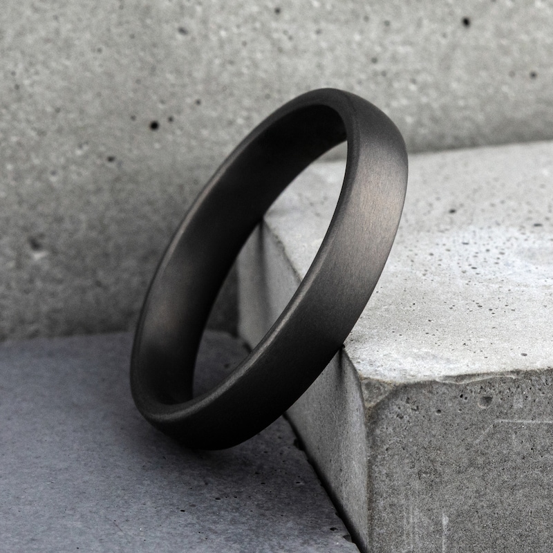Main Image 4 of Men's Satin Wedding Band Dark Tantalum 4.0mm
