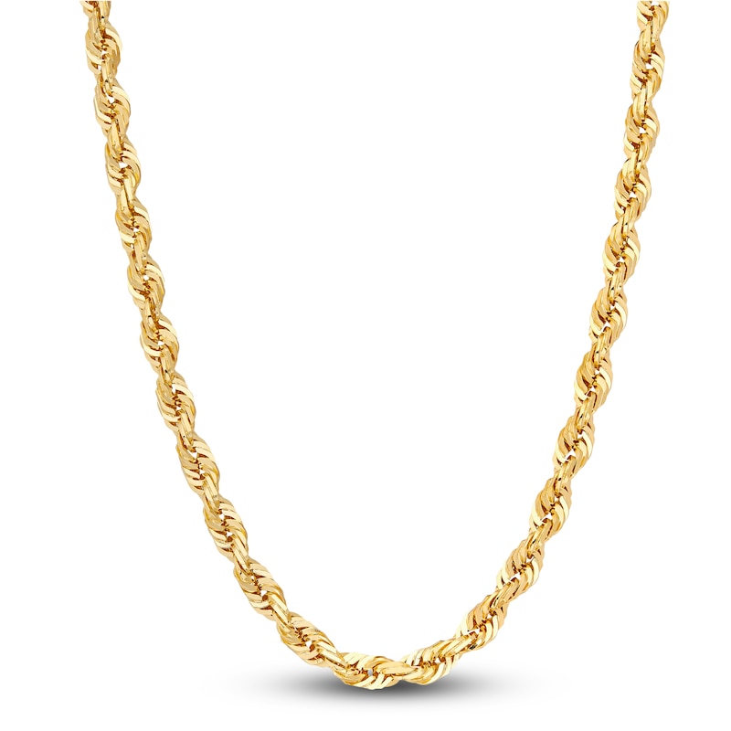 Main Image 1 of Solid Glitter Rope Necklace 10K Yellow Gold 20" 4.4mm