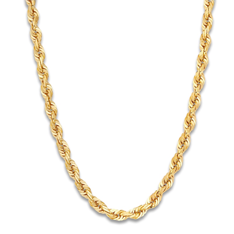 Solid Glitter Rope Necklace 10K Yellow Gold 22" 4.4mm