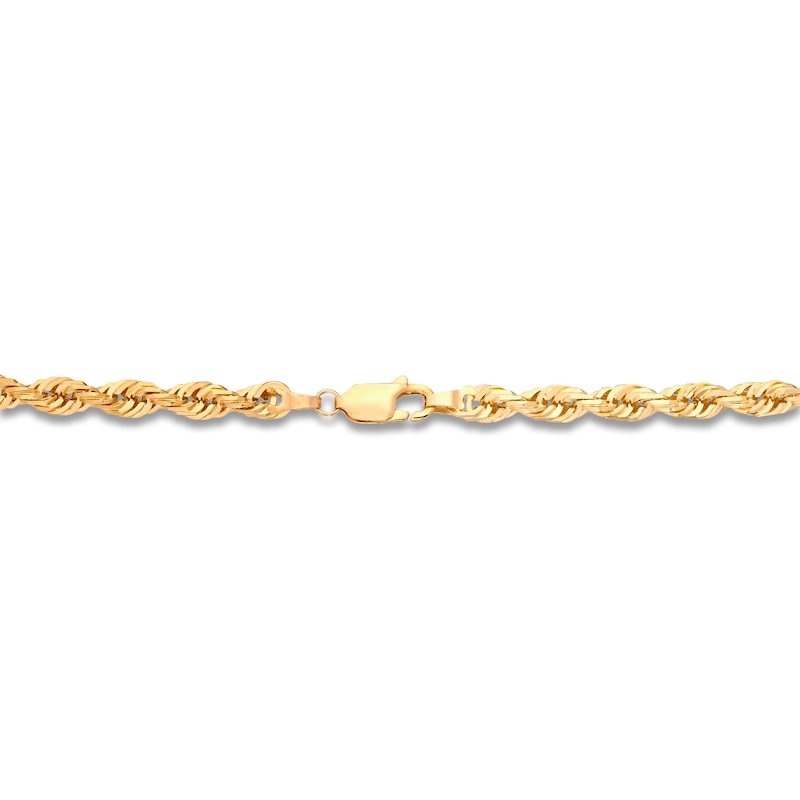 Solid Glitter Rope Necklace 10K Yellow Gold 22" 4.4mm