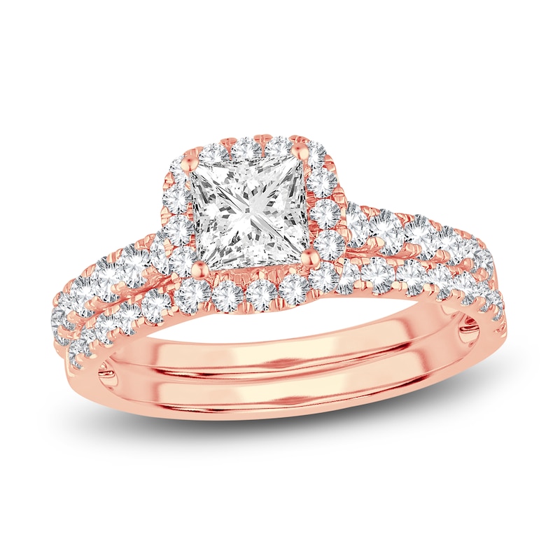 Main Image 1 of Diamond Bridal Set 1-1/2 ct tw Princess/Round 14K Rose Gold
