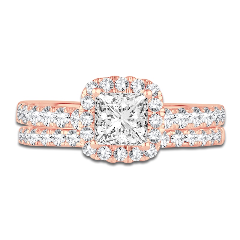 Main Image 3 of Diamond Bridal Set 1-1/2 ct tw Princess/Round 14K Rose Gold