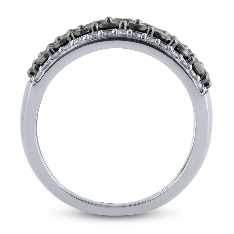 Main Image 2 of Black & White Diamond Anniversary Band 2 ct tw Round 14K White Gold