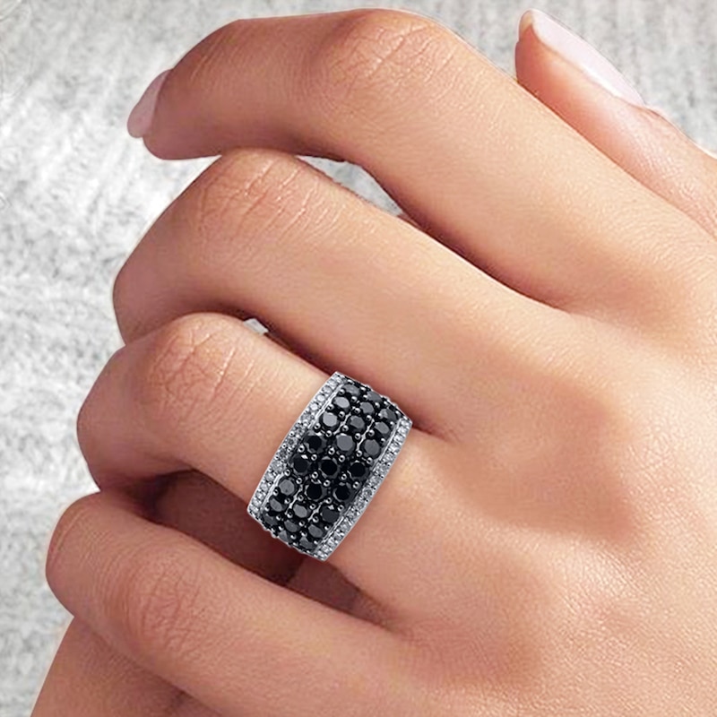 Main Image 4 of Black & White Diamond Anniversary Band 2 ct tw Round 14K White Gold
