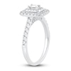 Thumbnail Image 2 of Diamond Double Halo Engagement Ring 3/4 ct tw Emerald/Round 14K White Gold