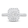 Thumbnail Image 3 of Diamond Double Halo Engagement Ring 3/4 ct tw Emerald/Round 14K White Gold