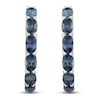 Thumbnail Image 1 of Montana Blue Oval-Cut Natural Sapphire Hoop Earrings 14K White Gold