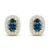 Thumbnail Image 2 of Montana Blue Cushion-Cut Natural Sapphire Stud Earrings 1/4 ct tw Round Diamonds 14K Yellow Gold