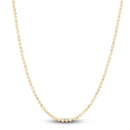 Solid Beaded Chain Necklace 14K Yellow Gold 18" 2.0mm