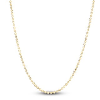 Solid Beaded Chain Necklace 14K Yellow Gold 18" 2.0mm