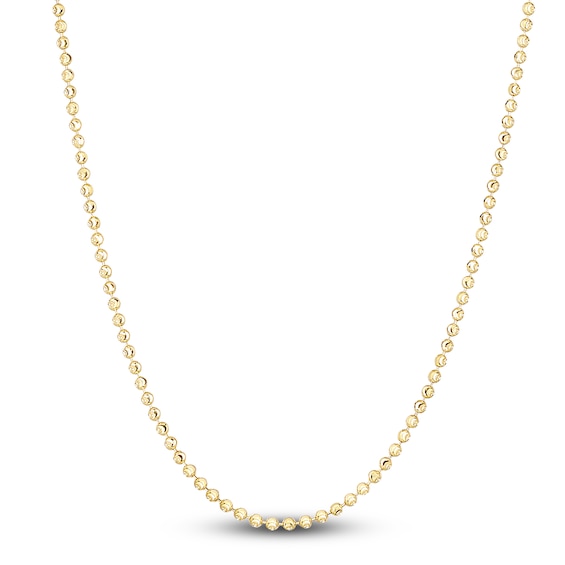Solid Beaded Chain Necklace 14K Yellow Gold 18" 2.0mm
