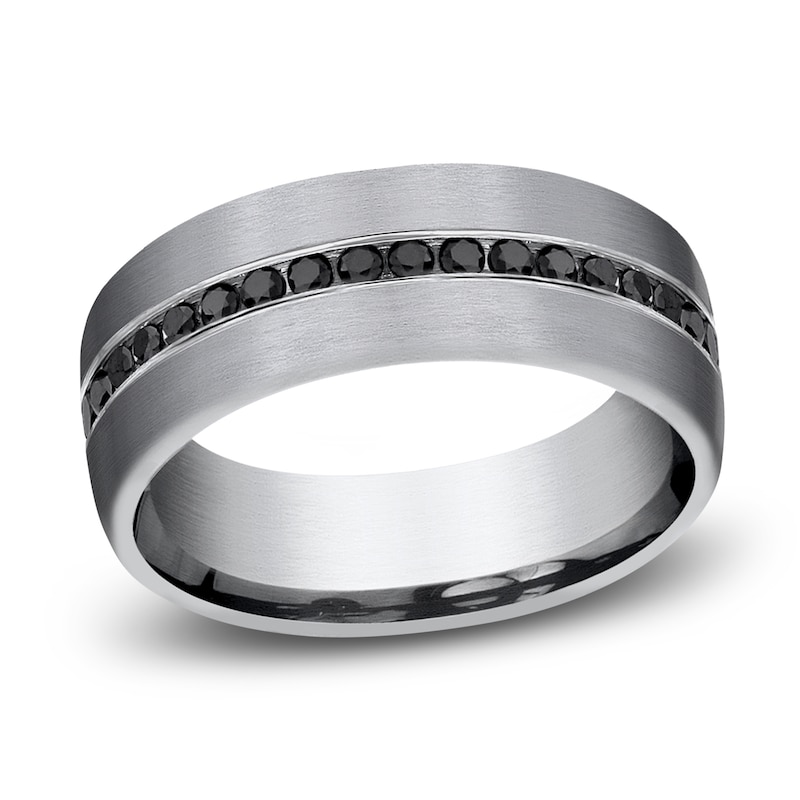 Men's Black Diamond Wedding Band 3/8 ct tw Round Tantalum 7.5mm