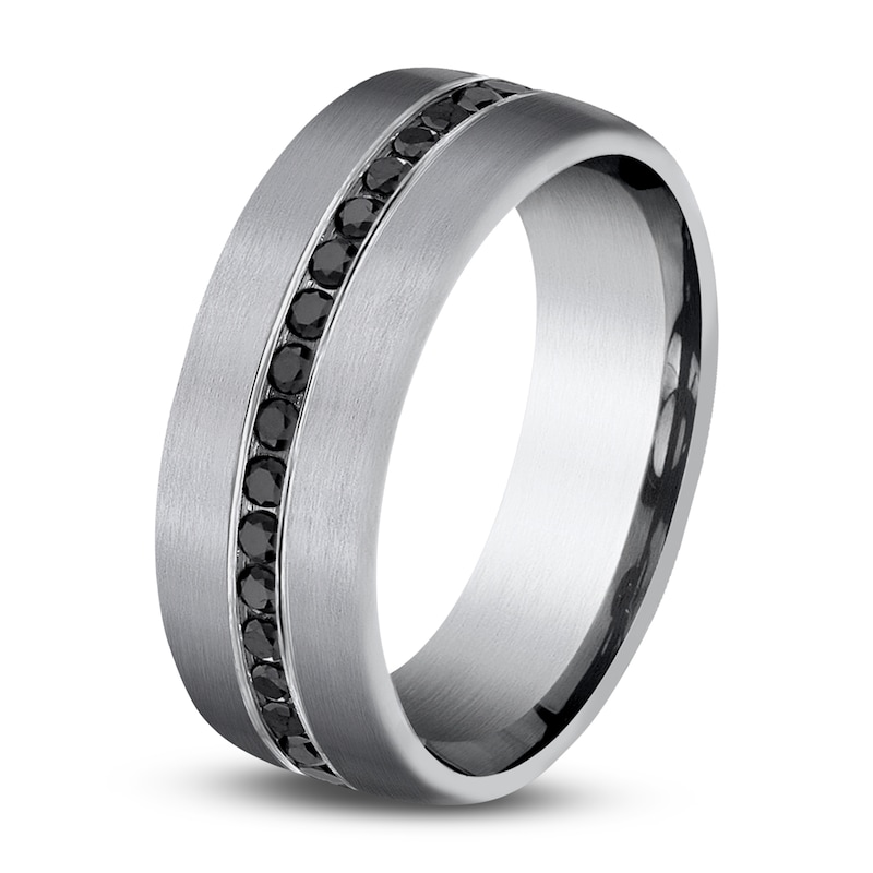 Men's Black Diamond Wedding Band 3/8 ct tw Round Tantalum 7.5mm