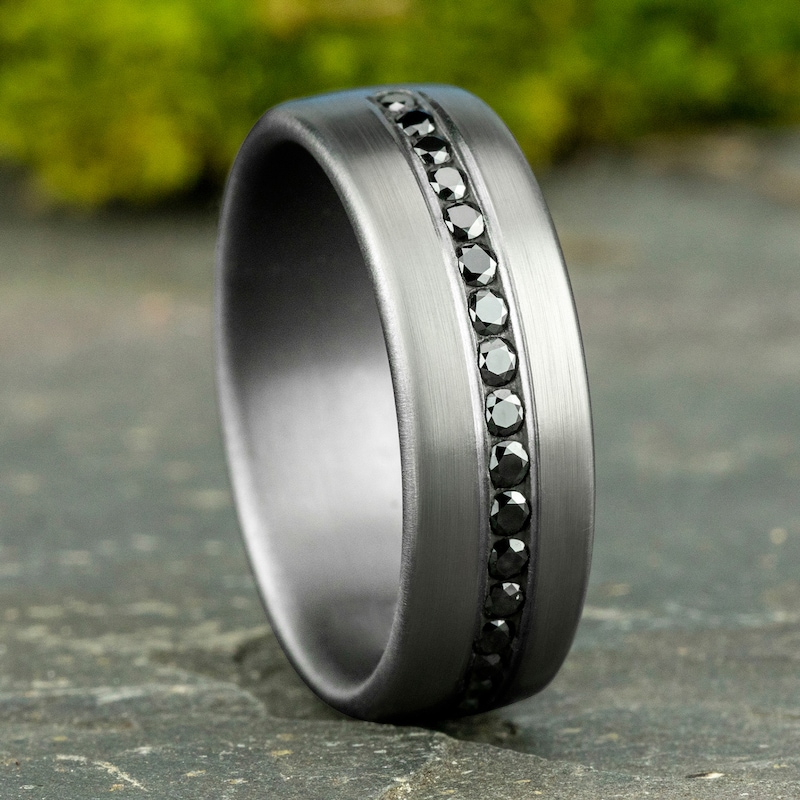 Men's Black Diamond Wedding Band 3/8 ct tw Round Tantalum 7.5mm